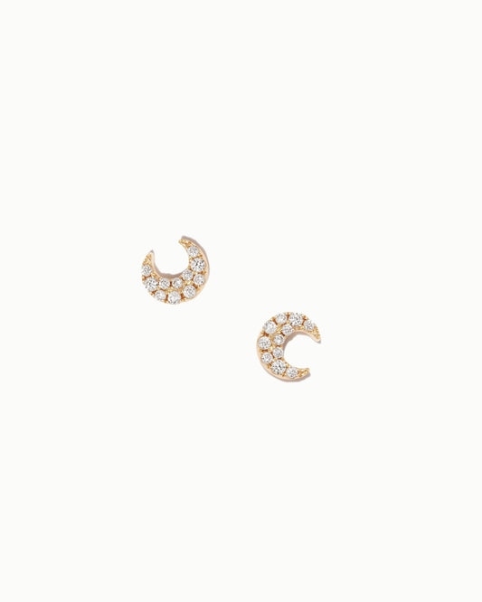 Half Moon Diamond Stud Earrings