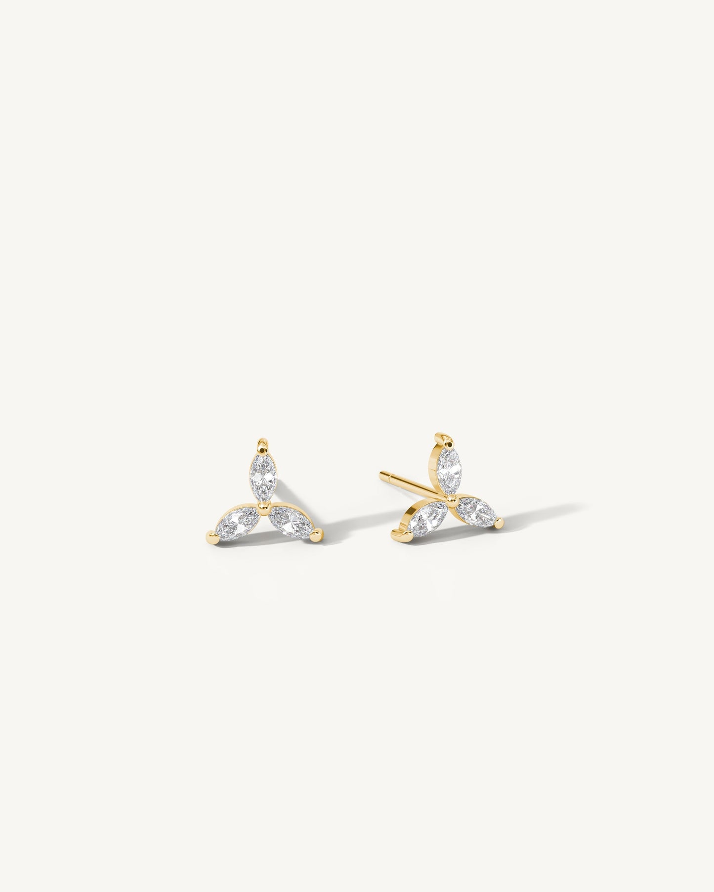 Tri Marquise Diamond Stud Earrings