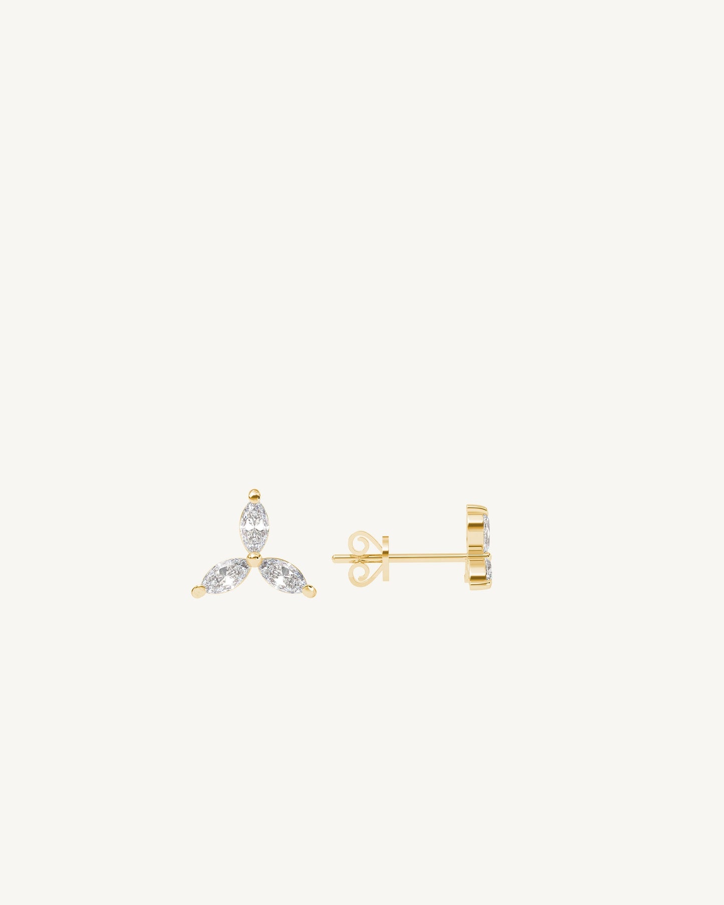 Tri Marquise Diamond Stud Earrings