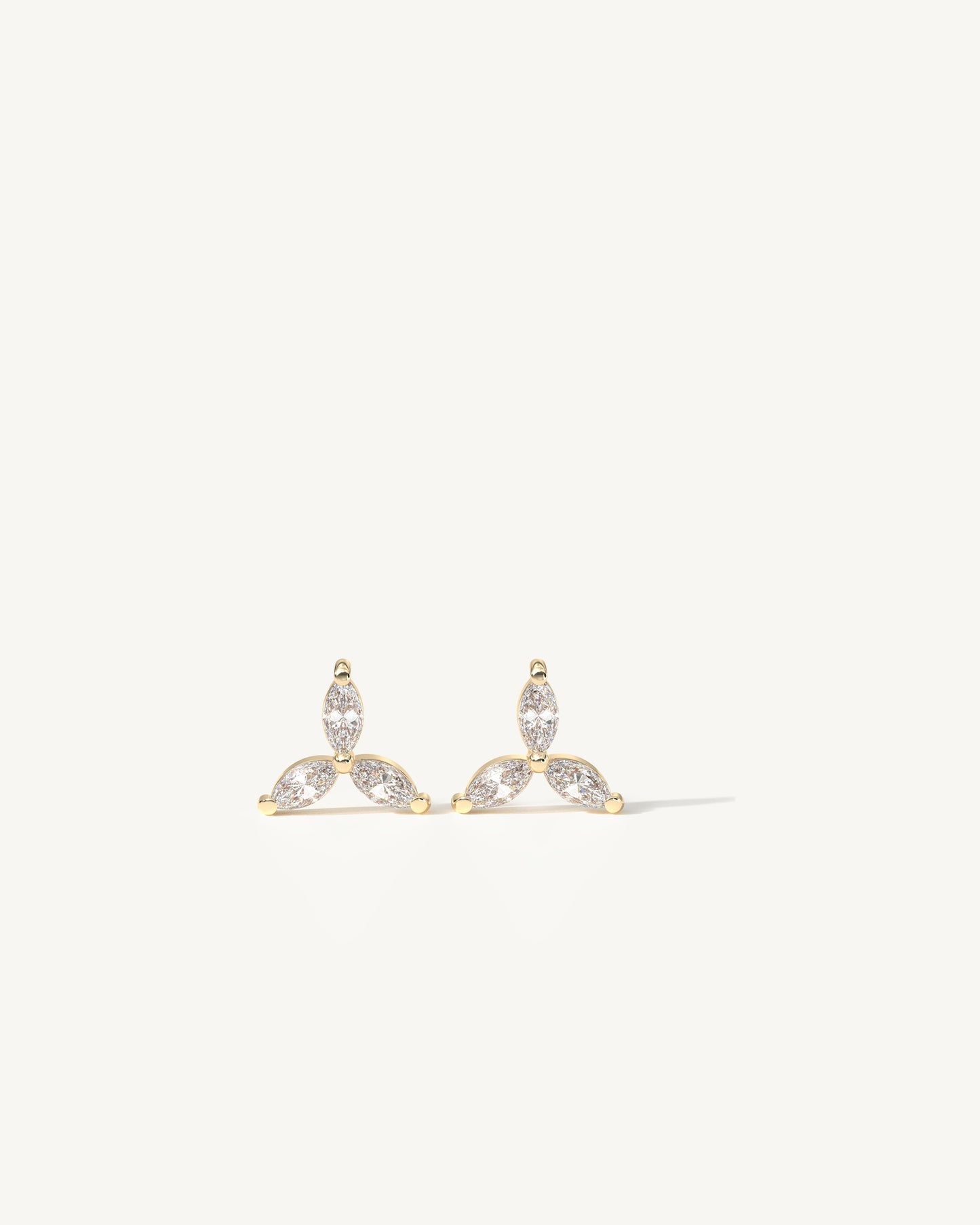 Tri Marquise Diamond Stud Earrings
